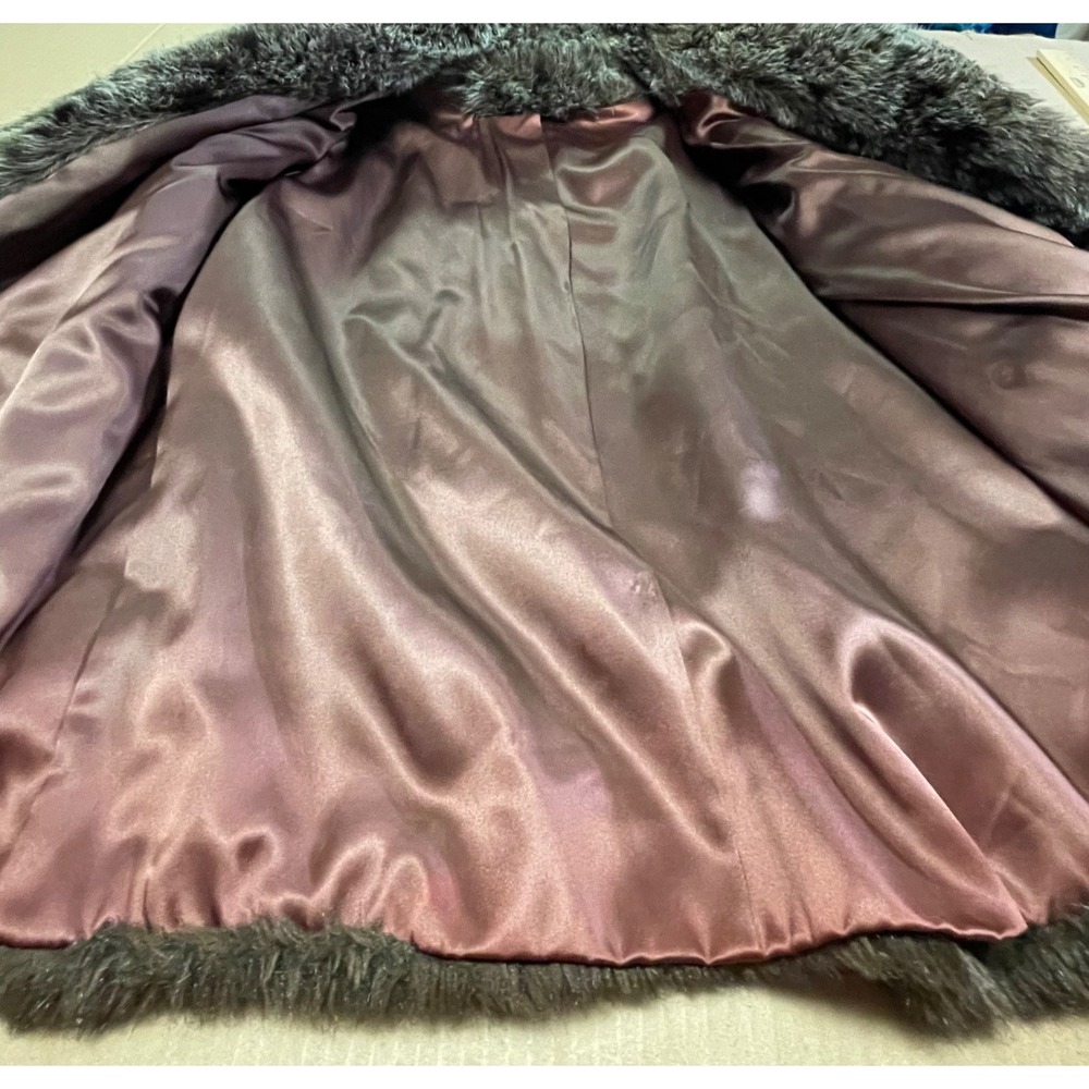 Vintage Style VI LTD. Women's Large (40) Chevron Print Faux Fur Coat Made in USA - Picture 7 of 13